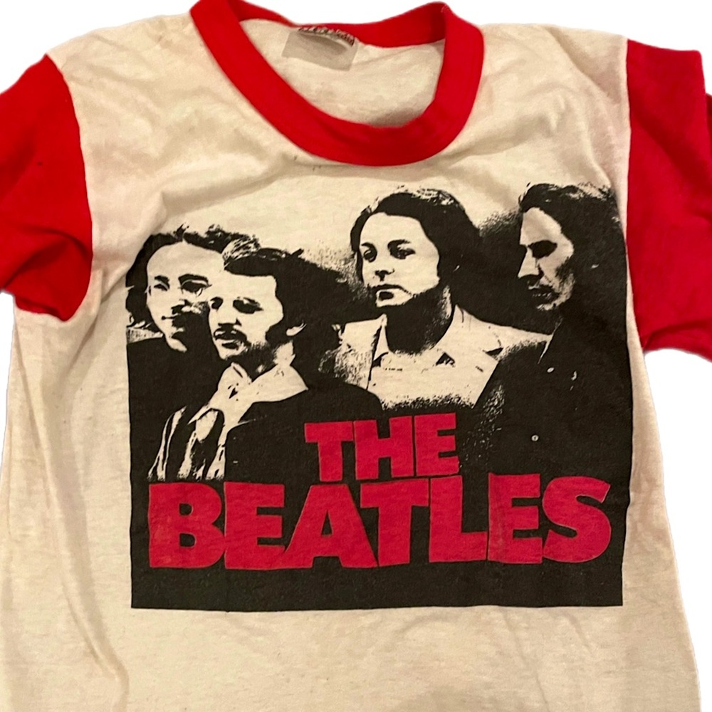 Beatles original vintage RARE short sleeve two toned white&red ringer t-shirt